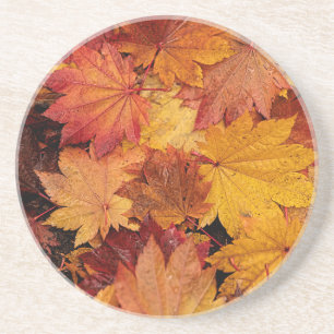 DESSOUS DE VERRE EN GRÈS FEUILLE D'OR DE L'AUTOMNE