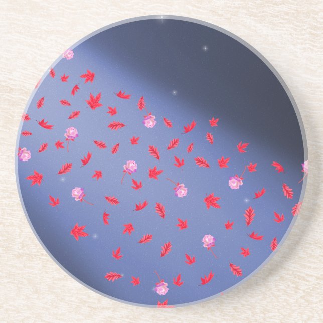 Dessous De Verre En Grès Feuilles d'automne et grès Rose (Devant)