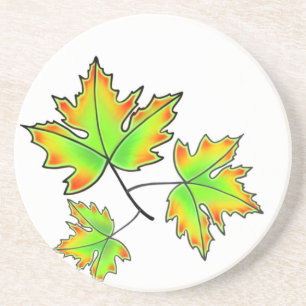 Dessous De Verre En Grès Feuilles d'automne rouge vert orange feuilles