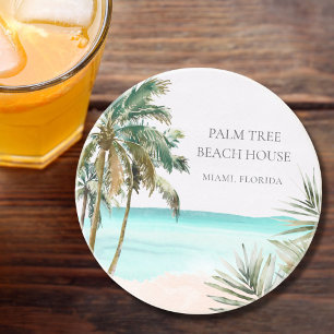 Dessous De Verre En Grès Feuilles de palmier tropical personnalisées Plage