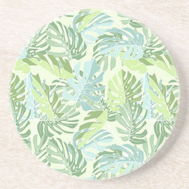Dessous De Verre En Grès Feuilles du Pastel Tropical Palm (Devant)
