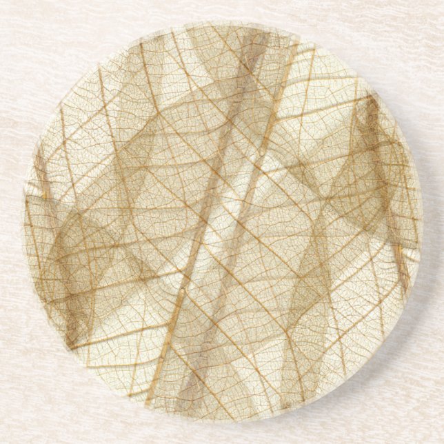 Dessous De Verre En Grès Feuilles en dentelle beige crème pâle (Devant)
