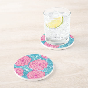 Dessous De Verre En Grès Feuilles et fleurs de palmiers tropicaux