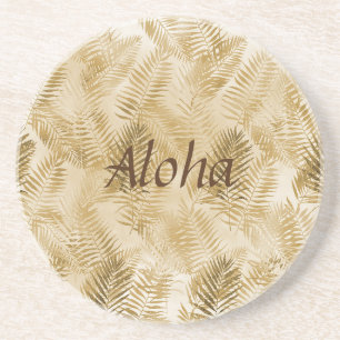 Dessous De Verre En Grès Feuilles Tropical Gold Sand
