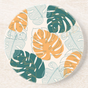 Dessous De Verre En Grès Feuilles tropicaux : Sceau Vintage de la Jungle