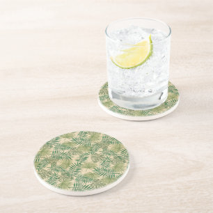 Dessous De Verre En Grès Feuilles verts tropicaux