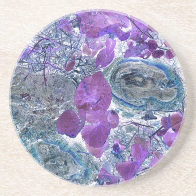 Dessous De Verre En Grès Feuilles violets (Devant)