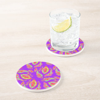 Dessous De Verre En Grès fichezazzle Néon Paisley