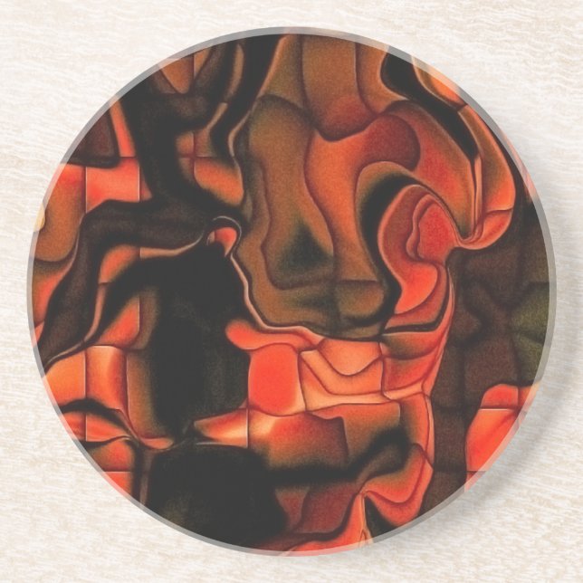 Dessous De Verre En Grès Fiery Jigsaw (Devant)