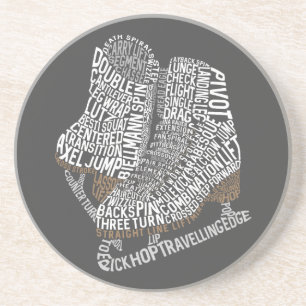 Dessous De Verre En Grès Figure Patinage Word Art Patinage sur glace