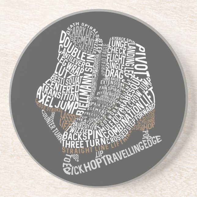 Dessous De Verre En Grès Figure Patinage Word Art Patinage sur glace (Devant)