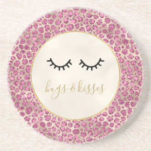 Dessous De Verre En Grès Fille Black Eyelashes Empreinte de léopard rose or