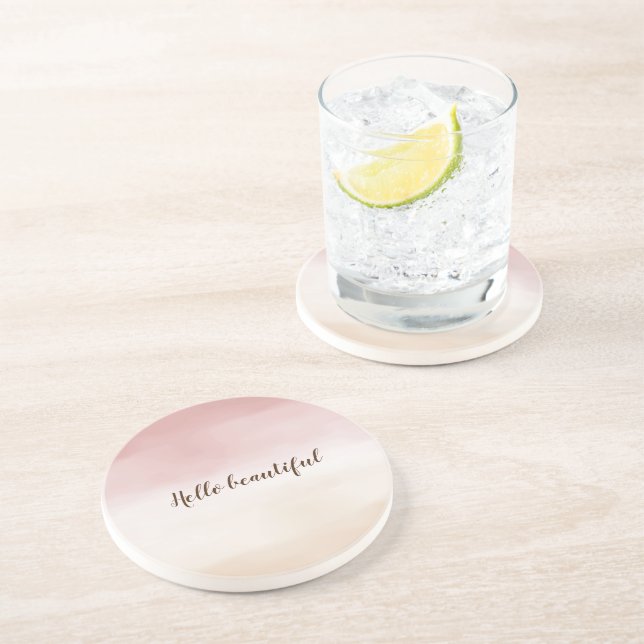 Dessous De Verre En Grès Fille Blush Pink Gold Cream Ombre (Côté)