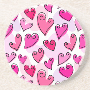 Dessous De Verre En Grès Fille Coeurs Roses Cute Romantic Valentines Day