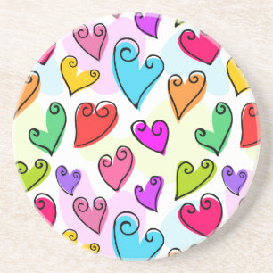 Dessous De Verre En Grès Fille Coeurs Vibrants Cute Romantic Valentines Day