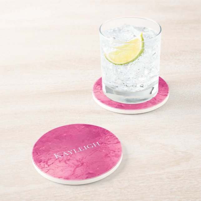 Dessous De Verre En Grès Fille Glam Chic rose Anniversaire (Côté)