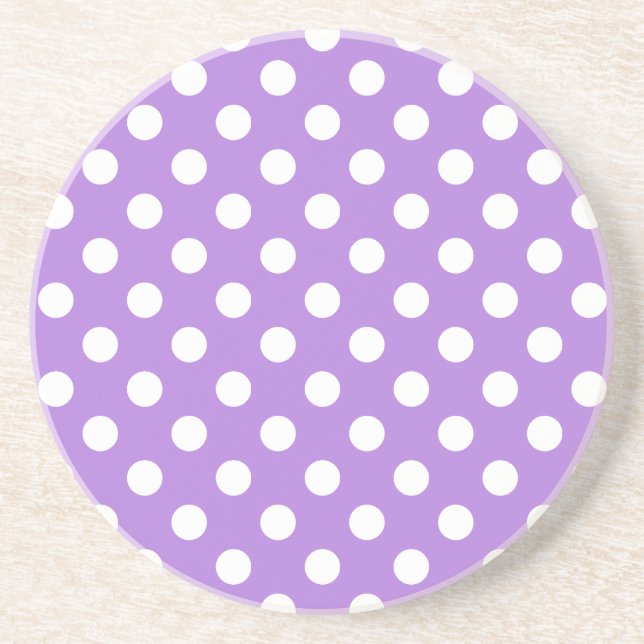 Dessous De Verre En Grès Fille mignonne Lavande et Pois blancs (Devant)
