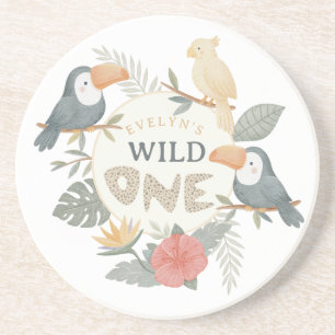 Dessous De Verre En Grès Filles Toucan Tropical Jungle Wild One 1er Anniver