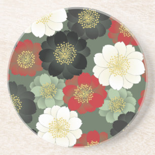 Dessous De Verre En Grès Fine Japonaise mignon Cool Girl Retro Floral