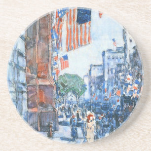Dessous De Verre En Grès Flags Fifth Avenue de Childe Hassam, Art Vintage