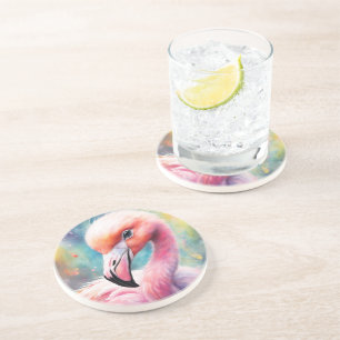Dessous De Verre En Grès Flamant rose Rainbow Birds 2