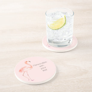 Dessous De Verre En Grès Flamant rose rose pâle Personnalisé