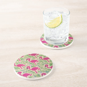 Dessous De Verre En Grès Flamants roses roses Motif tropical