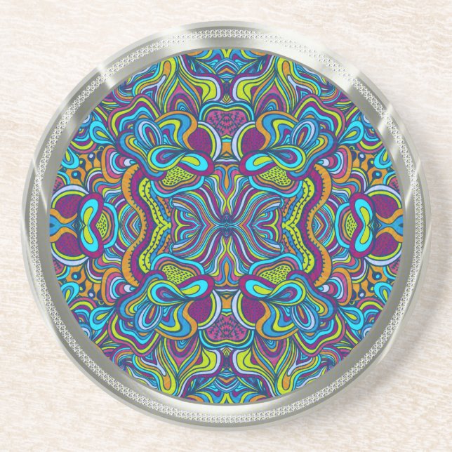 Dessous De Verre En Grès Flèches Abstraites rétro colorées (Devant)