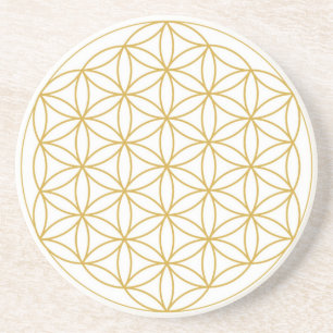 Dessous De Verre En Grès Fleur de blanc d'or de dessous de verre de grès d