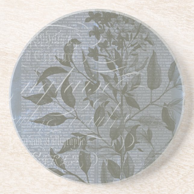 Dessous De Verre En Grès Fleur de Bleu I (Devant)