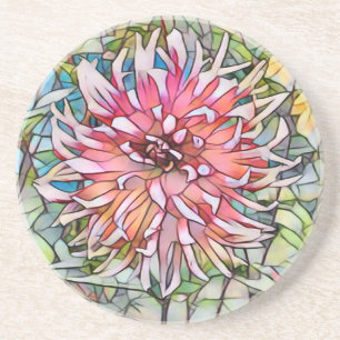 DESSOUS DE VERRE EN GRÈS FLEUR DE DAHLIA