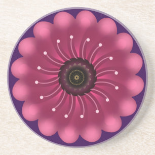 Dessous De Verre En Grès Fleur de fantaisie rose lumineuse Fleur florale