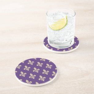 Dessous De Verre En Grès Fleur de Lis Motif, Royal French Creative on Purpl