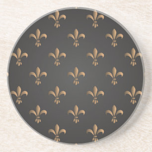 Dessous De Verre En Grès Fleur de lis, vintage, élégant, chic.classy, motif