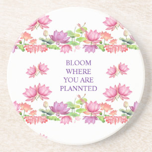 Dessous De Verre En Grès Fleur de Lotus Élégante à l'Aquarelle Rose