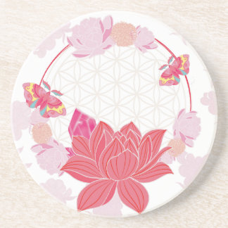 Dessous De Verre En Grès Fleur de vie avec Lotus