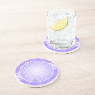 Dessous De Verre En Grès Fleur de Vie / Blume des Lebens - transpa blanc.