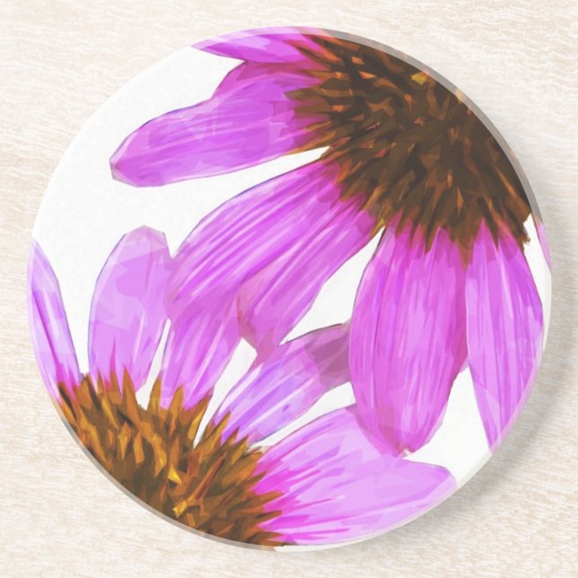 Dessous De Verre En Grès Fleur d'échinacée violette Abstraite (Devant)