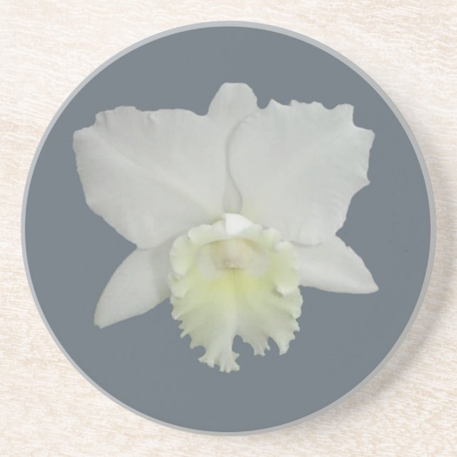 Dessous De Verre En Grès Fleur d'orchidée blanche (Devant)