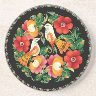 Dessous De Verre En Grès Fleur et oiseau hongrois d'OPUS
