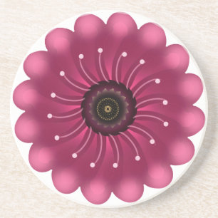 Dessous De Verre En Grès Fleur Fantastique Rose Luminescente   Fleur Floral