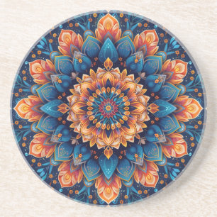 Dessous De Verre En Grès Fleur Mandala Style d'Art Numérique-23907.