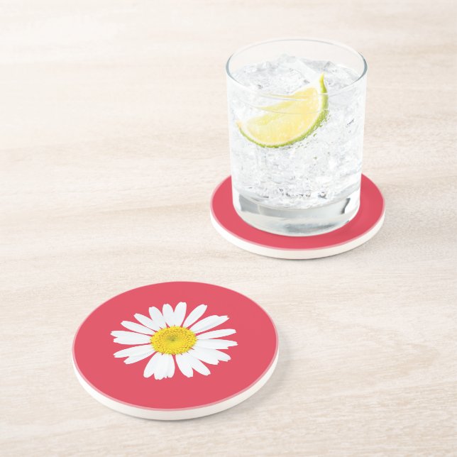 Dessous De Verre En Grès Fleur marguerite (Côté)