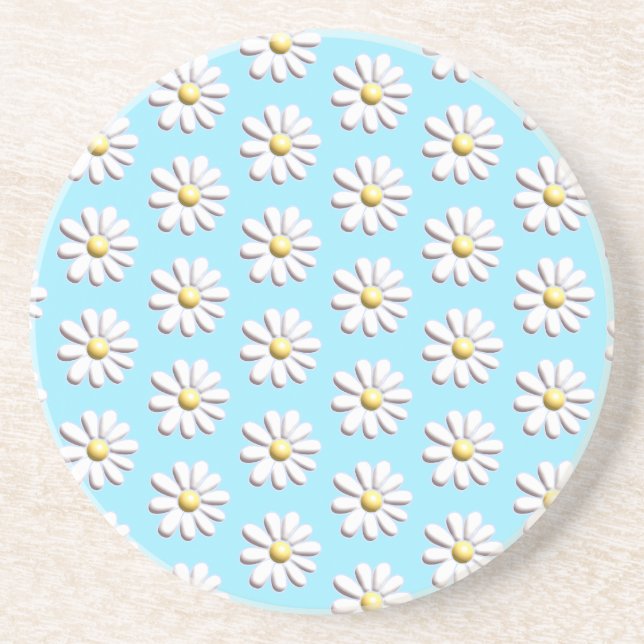 Dessous De Verre En Grès Fleur marguerite 3D (Devant)