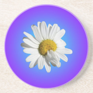 Dessous De Verre En Grès Fleur marguerite blanche Flore pourpre Bleu Dégrad