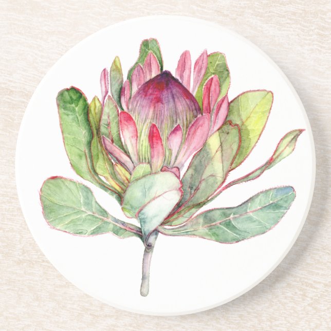 Dessous De Verre En Grès Fleur Protea (Devant)