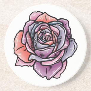 Dessous De Verre En Grès Fleur Rose coloré