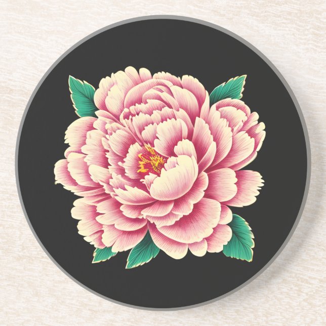 Dessous De Verre En Grès Fleur rose vintage (Devant)