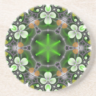 Dessous De Verre En Grès Fleur verte en kaléidoscope