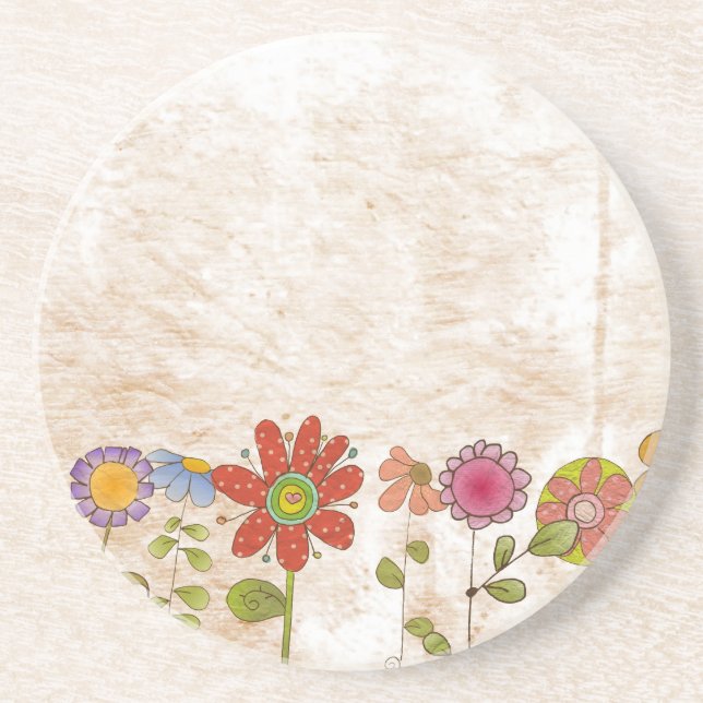 Dessous De Verre En Grès Fleurs (Devant)